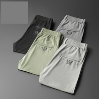 Men's Clothing Trousers Summer Casual Ice Silk Trousers Men's Elastic Business Trousers Youth Breathable Thin Air Conditioning Trousers