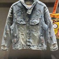 Clothing Spring Autumn Slim Fit Ripped Denim Jacket Non Stretch Denim Jacket Top Lapel Jacket Retro Denim Clothes