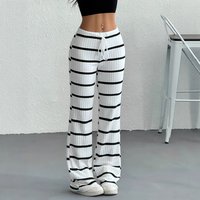 Striped Wide Leg Pants Drawstring Waist – High Waisted Flowy Trousers Effortless Style