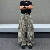 Vintage Leopard Print Baggy Jeans – 90s Streetwear Wide-Leg Pants For Men (S-3XL)