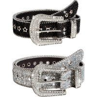 Rhinestone Belt Women's Ins Style Wide Belt Decoration European and American Fashion Personality Sequin Jeans with All-match Design Sense