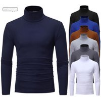 Men's Slim Fit Long Sleeve T-Shirt High Neck Solid Color Base Shirt Spring Autumn New Style