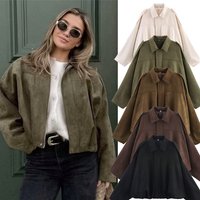 Clothing Suede Bomber Jacket – Oversized Pilot Coat Ribbed Hem – Y2K Streetwear 