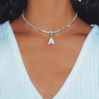Diamond Letter Necklace Simple Alloy Custom Pendant Necklace Hip-hop Joker Jewelry Choker