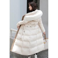 Clothing autumn winter large fur collar medium long slim fit winter coats cotton jacket