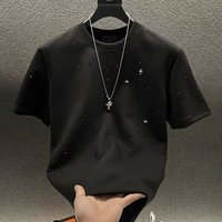 New Arrival Heavy Duty Luxury High End Custom Short Sleeve T Shirt For Men, Meteorite And Full Rhinestone Crew Neck Short Sleeve