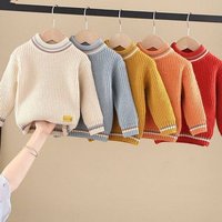 Boys Girls Knit Sweater Soft Cotton Round Neck Long Sleeve Pullover For Kids 3-8 Years (100-140cm) - Red, Light Blue, Beige, Yellow, Orange