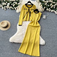 Women's Knit Cardigan & Sleeveless Dress Set – Elegant Two-Piece Outfit For Fall & Winter