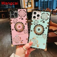 Luxury Diamond Case Vivo X70 X60 Pro Plus V21 V20 Pro SE Y20 Y20i Y19 Y17 Y15 Y12 Y11 Square four leaf clover Cover