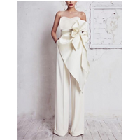 Women’s Clothing autumn new chest wrap belt lotus slim fit jumpsuit new model