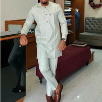 Mans clothing Pure simple ethnic style leisure suit 2 sets