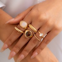 New Minimalist Style Irregular Alloy Ring Set Personality Twisted Texture Rings For Women
