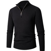 Men's Clothing plus size men's sweater half zipper young and middle-aged knitwear trendy vertical stripe bottoming sweater