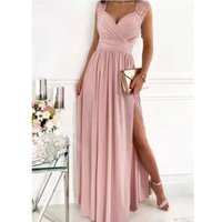 Christmas Sleeveless Lace Halter Dress Slit