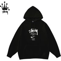 Sudadera con capucha y logotipo estampado en colaboración con Stussy y Nike, confeccionada en algodón puro, para hombre y mujer.
