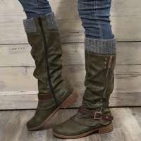 Shoes spot large round toe thick heel medium simple warm side zipper Martin boots one drop