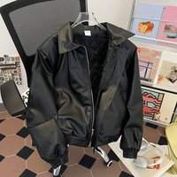 Men's Vintage Quilted Leather Jacket - Retro Biker Style, Thickened Cotton Lining, Loose Fit, Short Zippered Casual Coat For Teens & Adults