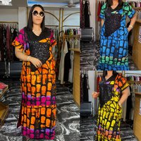 Women's Clothing Velvet Sequined Print Loose Long Robe Ethnic Style Crystal Satin Dress
