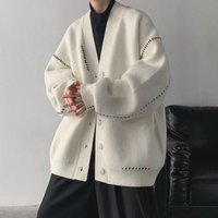 Men's Clothing Sweater coat for men loose retro slouchy line coat autumn and winter thickened Instagram couple cardigan V-neck knitting