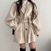Women's winter wear trendy warm medium-length small windbreaker woolen coat