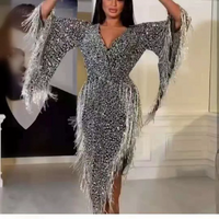 Clothing Autumn Winter Clothing Hot Sexy Sequined Tassel Slim Dress