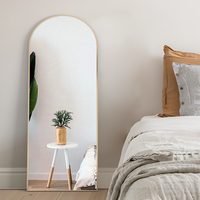 CASSILANDO Full Length Mirror 162cm×53cm, Arch Floor Mirror With Stand Arched Mirror Full Body Mirror, Gold