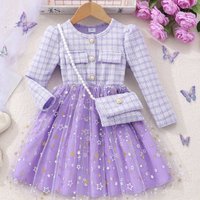 Clothing Long Sleeve Star Mesh Dress Small Bag One Piece Delivery