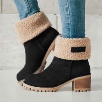 Large snow boots one shoe two chunky heel mid calf boots