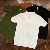 Men's Clothing Men's Knitted Ice Silk Shirt Style Half Zip Collar Short Sleeved Fitness Sports Tight Sleeve T-Shirt