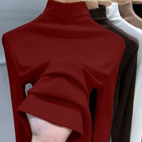 Women's Semi-Turtleneck Thermal Tee – Slim Fit Long Sleeve Base Layer, Dralon Blend Stretch Fabric (M-2XL, Beige/White/Wine/Brown/Black)
