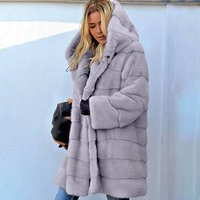 Clothing Mink Velvet Coat Solid Loose Plush Long Sleeve Hooded Long Warm Jacket