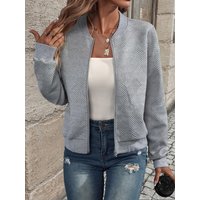 Women's Clothing new solid color zipper jacket baseball collar casual jacket