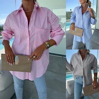 Women's Clothing Autumn Fashion Casual Button Stripe Printed Long Sleeve Shirt Women