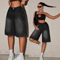 High Waisted Denim Shorts Stretchy Mom Jeans Shorts Tummy Control