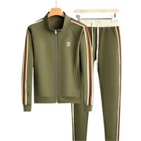 Stand Collar Casual Sports Suit Autumn Fashion Trendy Sportswear Long Sleeve Two Piece Straight Pants