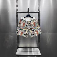 Men's Fashion Printed Shorts Summer Style Trendy Unique Pattern Loose Fit Casual Wide Leg Five Point Pants For Outdoor Wear