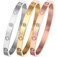 fashion with diamond stainless steel buckle bracelet simple Joker four-leaf clover titanium steel bracelet women