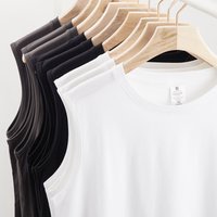 Clothing Summer Sleeveless Vest Solid Bottoming Shirt Pure Top Waistcoat Basketball Sports Loose Short sleeved T shirt Trend
