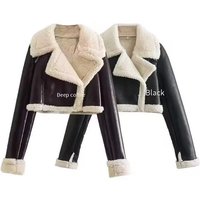 Lapel Fur Fleece Double Sided Short Jacket Faux Fur Collar Reversible Fleece Short Jacket Winter Fashion Outerwear
