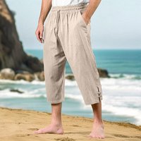 Men’s Clothing Cotton And Linen Trousers Solid Color Trousers With Slits On The Bottom Comfortable And Breathable Casual Daily Vacation Pants