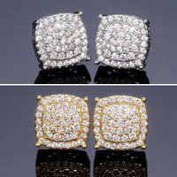 Bling Super Shiny Geometric Hip Hop Personality Earrings Exquisite Versatile Commuting Style