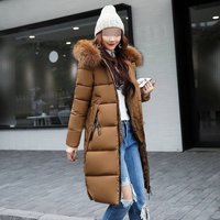Longline Hooded Parka Raccoon Fur Trim Double Breasted Winter Coat Slim Fit Thermal Outerwear 5 Colors
