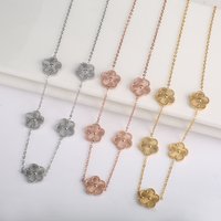Ready Stock Adjustable New Design Simple Woman Stainless Steel Five Leaf wer Necklace Classic For Girl Clover Jewelry Daily Wear