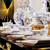 Blue Peacock Porcelain Dinnerware Set – Hand-Painted 56-Piece Chinese Ceramic Tableware, Microwave & Dishwasher Safe, Elegant Gift