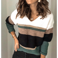 Clothing INS internet celebrity fashion pullover stitching V neck large knitted sweater