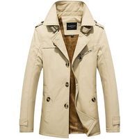 Washed Jacket Padded Medium Length Windbreaker Business Casual Jacket