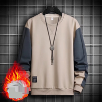 Sweater Spring Autumn Long sleeved T shirt Trendy Brand Autumn Winter Velvet Crew Neck Pullover Bottoming Shirt On Clothes