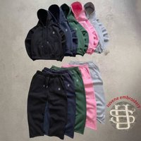 Unisex Hooded Embroidered Street Hip Hoodie Set Black Long Sleeve Casual Basic Street Style Polyester Spring Autumn Winter