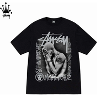 Stussy X Metalheadz Collaboration SS24 Chest Logo Character Print Pattern Short Sleeved American Retro T-shirt Unisex