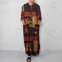 Moslem Muslim Robes Clothing Casual Loose Oracle Ethnic Print Long Robes